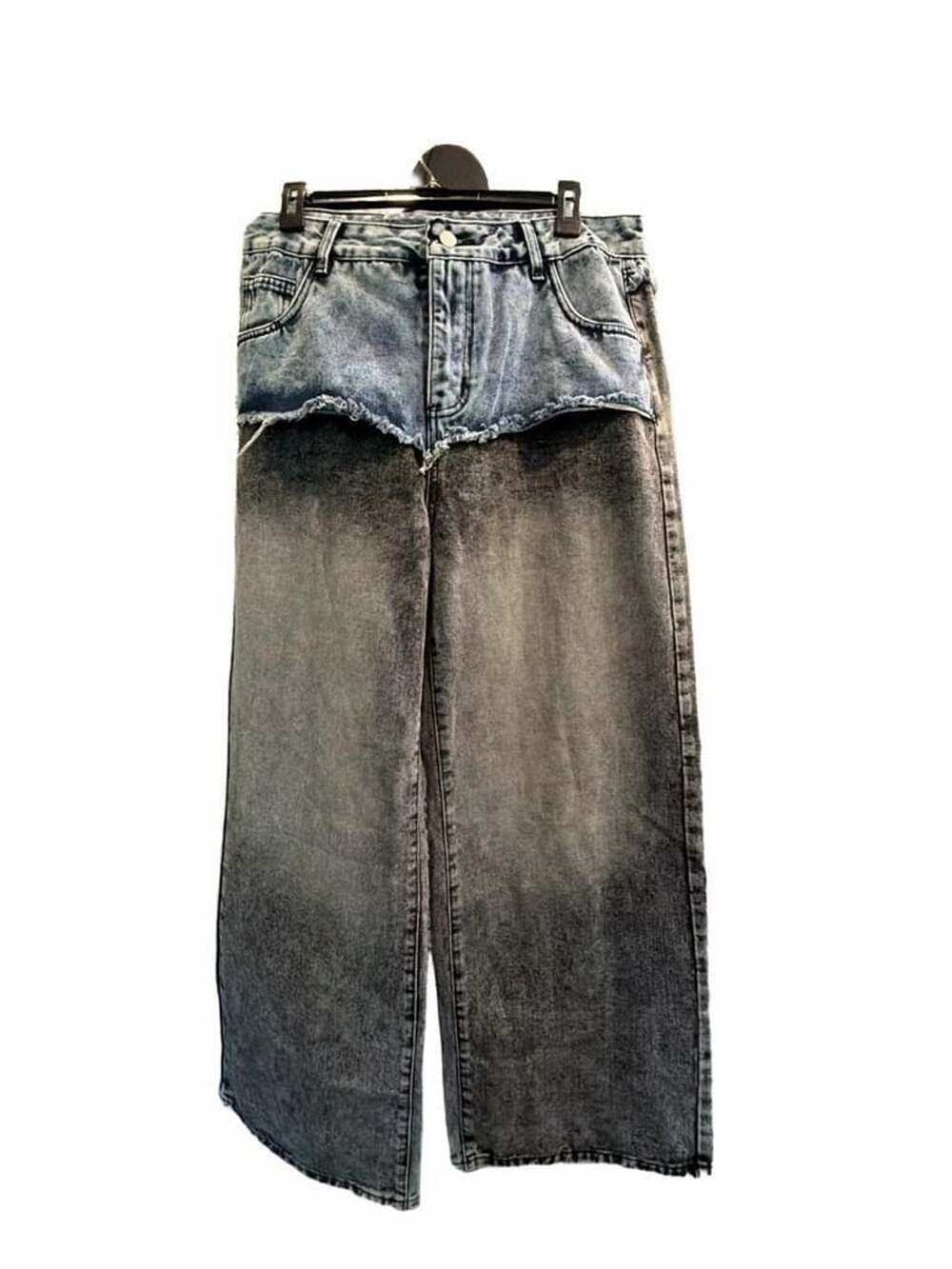 801 Deanim Layered Skirt Jeans Size 34 Blue Grey